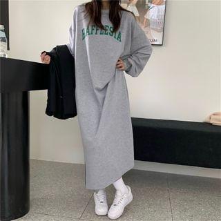 Lettering Pullover Dress Gray - One Size