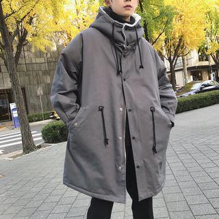 Snap-buttoned Hooded Parka