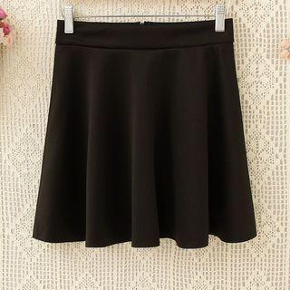 Plain Mini A-line Skirt Black - One Size