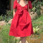 Short-sleeve Bow Mini A-line Dress