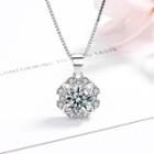 S925 Sterling Silver Rhinestone Flower Pendant Pendant (without Chain) - One Size