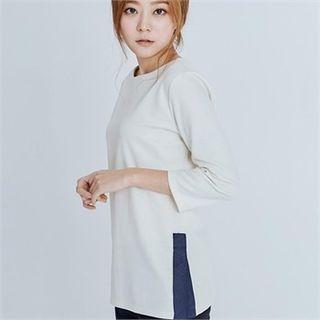 Contrast-trim Zip-back Top