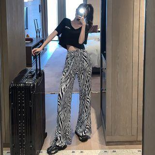 High-waist Zebra Print Pants As Shown In Figure - One Size