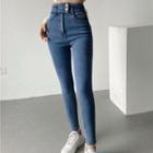 High-waist Washed Skinny Jeans (various Designs)