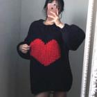 Heart Round-neck Loose-fit Sweater