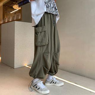 Applique Plain Cargo Harem Pants