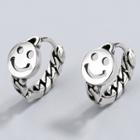 Smiley Sterling Silver Hoop Earring 1 Pair - Silver - One Size