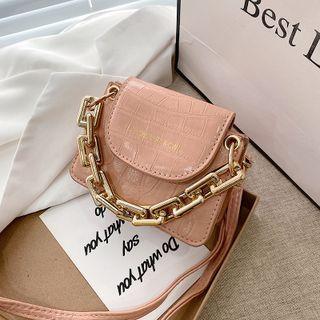 Faux Leather Croc Grain Mini Crossbody Bag