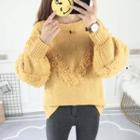 Puff-sleeve Patterned Sweater