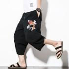 Fish Embroidered Cargo Pants