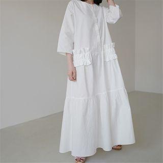 3/4-leeve Maxi Smock Dress