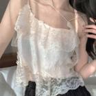 Lace Cropped Camisole Top / Mini A-line Skirt