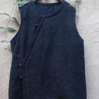 Linen Padded Vest Dark Navy Blue - One Size