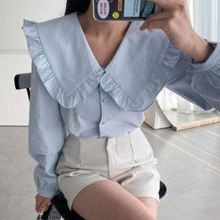 Frill-collar Buttoned Blouse