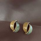 Glaze Alloy Earring 1 Pair - Green & Gold - One Size