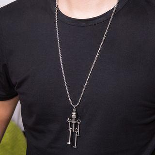 Stainless Steel Robot Pendant Necklace Silver - One Size