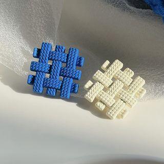 Asymmetrical Stud Earring 1 Pair - Stud Earring - Blue & White - One Size