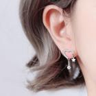 925 Sterling Silver Heart & Star Fringed Earring 1 Pair - Dream Love Heart Dangle Earring - One Size