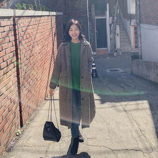 Handmade Woolen Herringbone Mac Coat Check - One Size