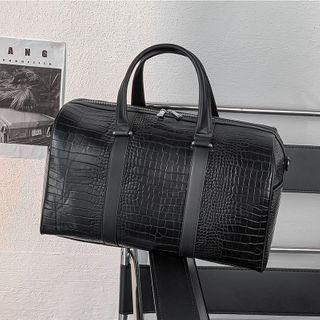 Croc-grain Barrel Bag Black - One Size