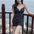 Sleeveless Floral Print Lace Slim-fit Mini Dress