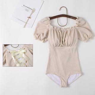 Puff-sleeve Mesh Swimsuit