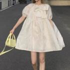 Bow Mini A-line Dress Dress - White - One Size