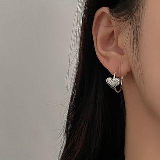 Heart Alloy Dangle Earring 1pc - Silver - One Size