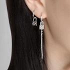 Lock Asymmetrical Alloy Dangle Earring 1 Pair - Silver - One Size