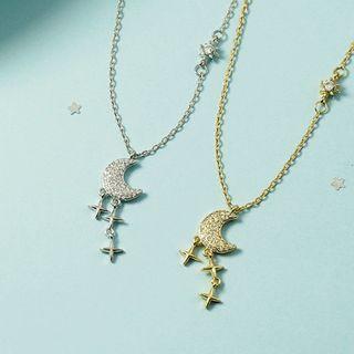 Rhinestone Moon Choker Necklace