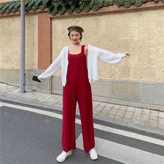 Puff-sleeve Glitter Cardigan White - One Size