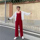 Puff-sleeve Glitter Cardigan White - One Size