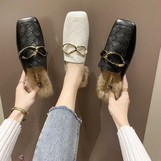 Woven Snaffle Furry Mules