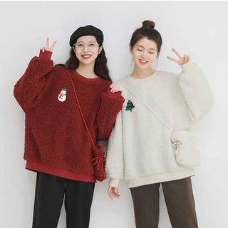 Christmas Embroidered Fleece Pullover