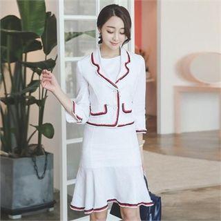 Single-breasted Contrast-trim Linen Jacket