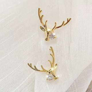 Rhinestone Alloy Deer Earring 1 Pair - As Shown In Figure - One Size