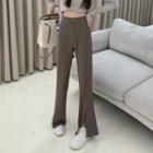 High-waist Wide-leg Slit Dress Pants