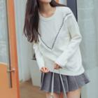 Round Neck Fray Trim Sweater