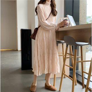 Mock-neck Ruched A-line Dress