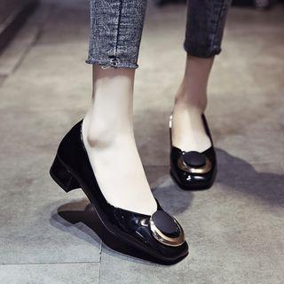 Disc Square-toe Chunky-heel Pumps