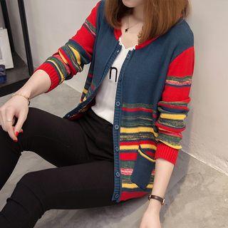 Color Striped Long-sleeve Cardigan