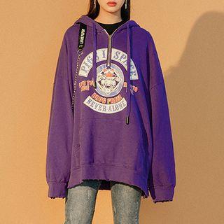 Print Half Zip Hoodie