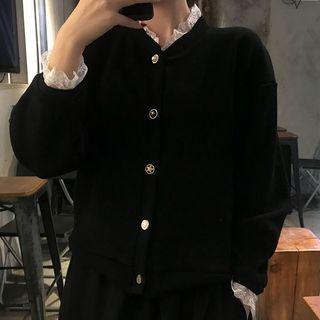 Lace Trim Cardigan Black - One Size