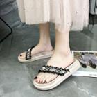 Bead Accent Frayed Platform Sandals