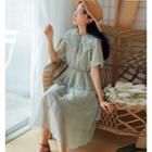 Short-sleeve Dotted Tiered Dress