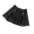 Double-zip Mesh Cross Accent Mini A-line Skirt Black - One Size