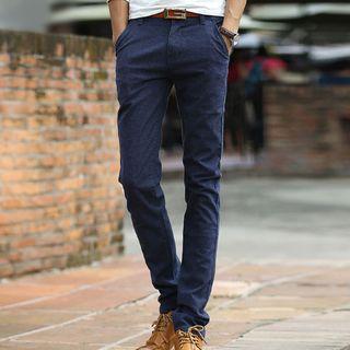Fleece-lining Straight-cut Pants