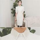Faux-pearl Collar Button-front Dress
