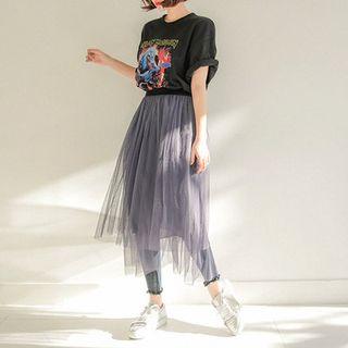 Band-waist Chiffon Skirt