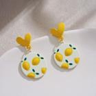 Heart Lemon Disc Drop Earring